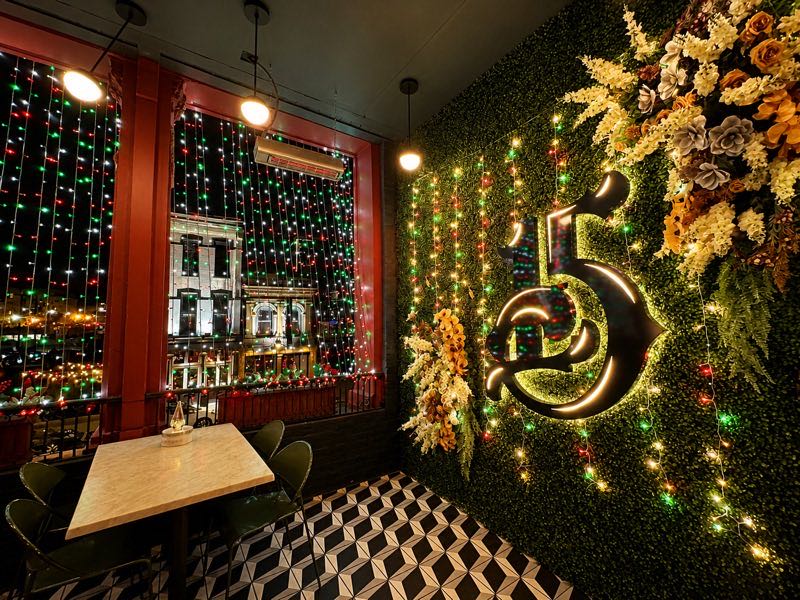 Commercial interior holiday lighting display — restaurant Kentuckiana